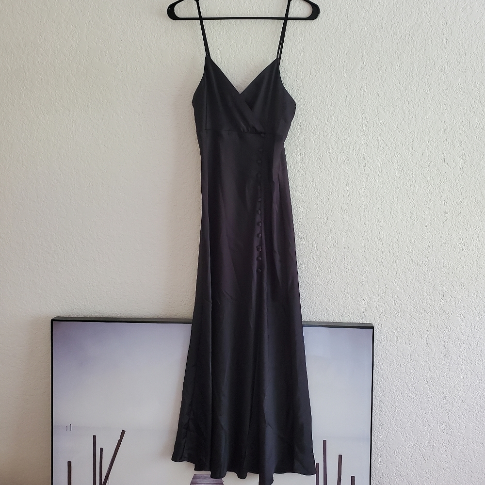 Zara * Satin Effect Slip Dress Black - Picture 7 of 7